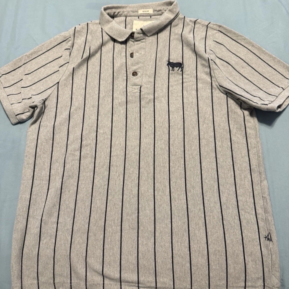 Kingsley Heath Shirt Mens Gray  Grey  Muscle Polo Short Sleeve High Low Slit XL